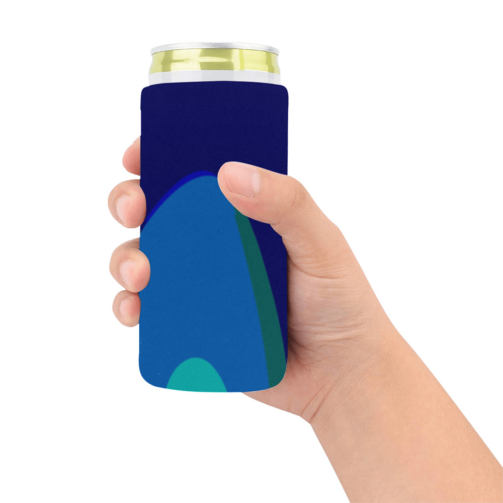 Dimensional Blue Abstract 915 Neoprene Can Cooler 5" x 2.3" dia.