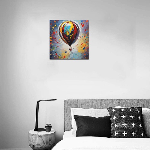 Hot air balloon in the air. Colorful abstract art. Upgraded Canvas Print 16"x16"