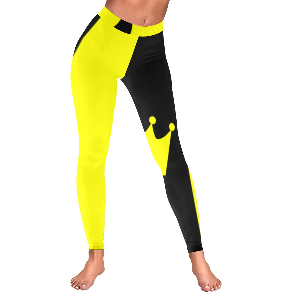 yellowcrown2 Women's Low Rise Leggings (Invisible Stitch) (Model L05)