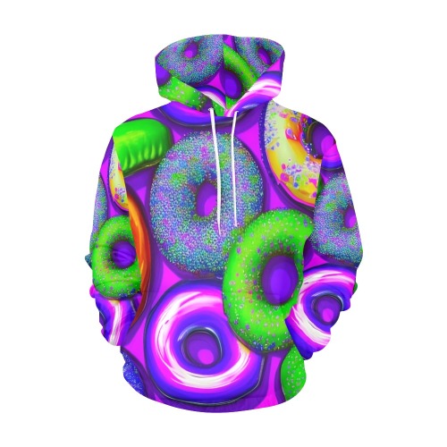 Colorful Donuts Purple All Over Print Hoodie for Men (USA Size) (Model H13)