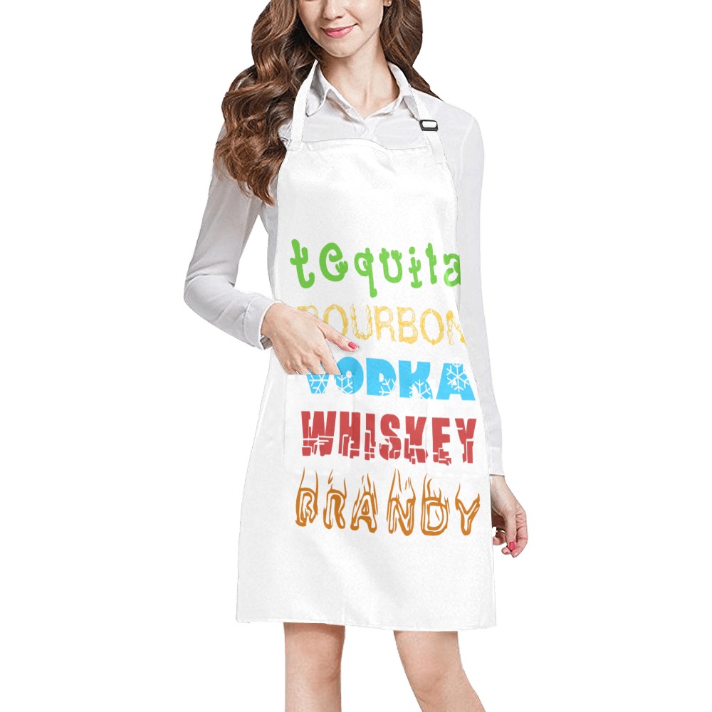 Colorful strong drinks names in decorative fonts. All Over Print Apron