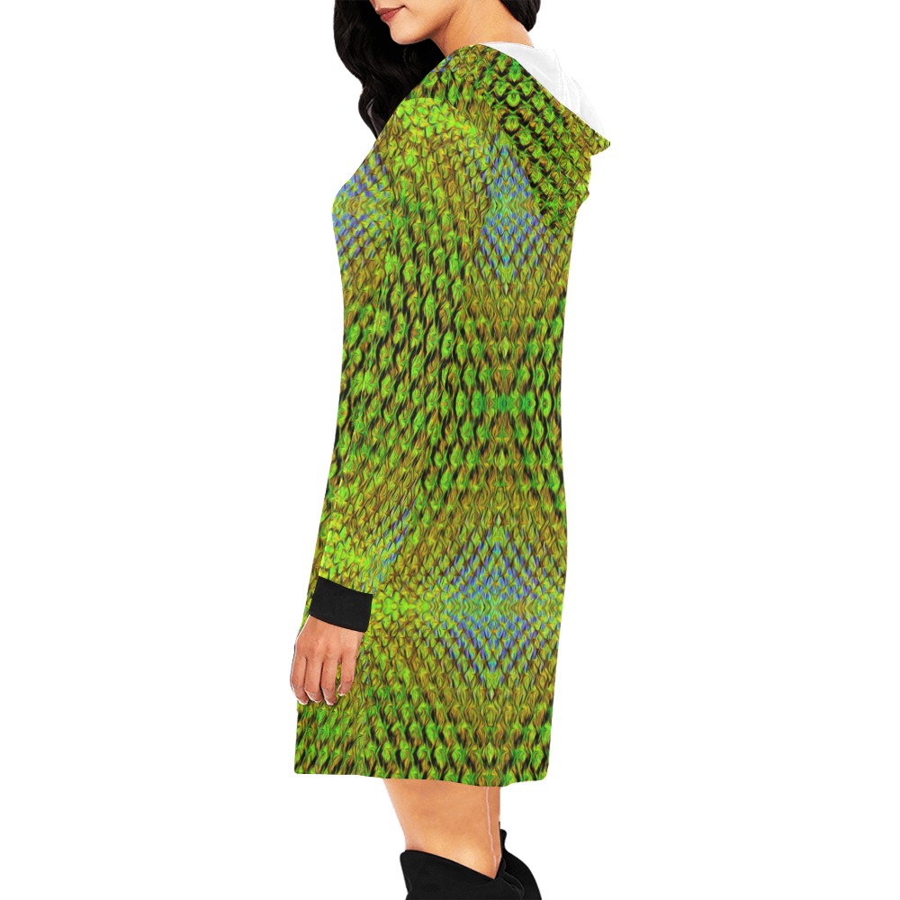 Meerjungfrau gruen All Over Print Hoodie Mini Dress (Model H27)