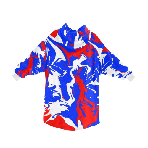 Patriotic Swirls of Red, White and Blue Blanket Hoodie for Women