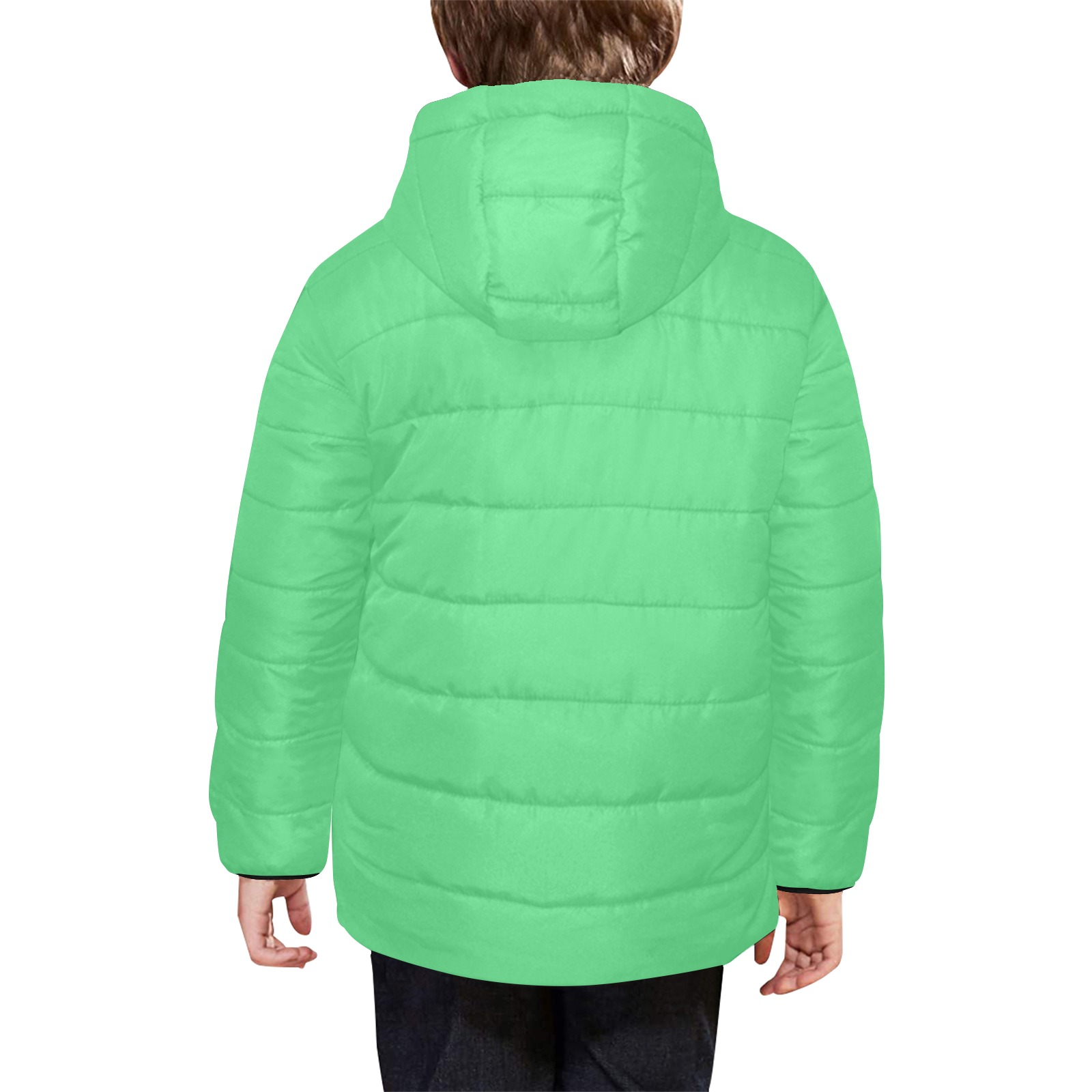 color Paris green Kids' Padded Hooded Jacket (Model H45)