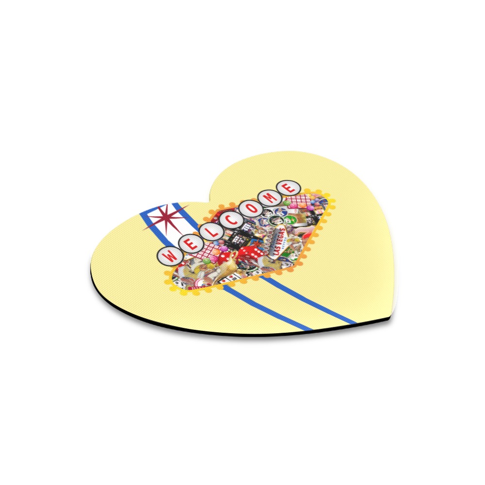 Las Vegas Icons Sign Gamblers Delight - Yellow Heart-shaped Mousepad