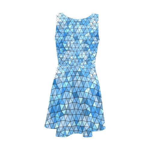 Blue/white triangle mosaic sundress Girls' Sleeveless Sundress (Model D56)