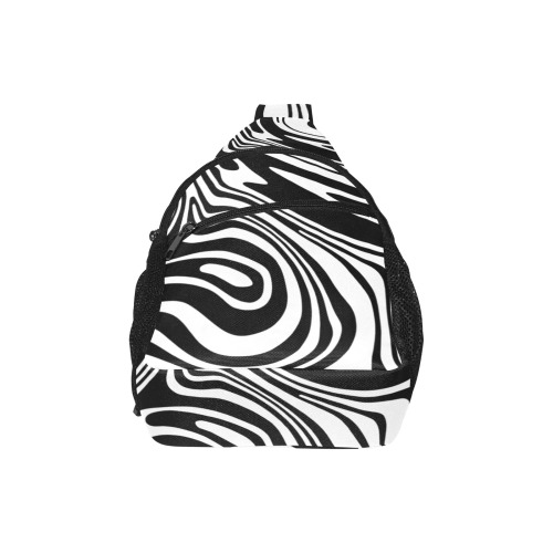 Black and White Marble All Over Print Chest Bag (Model 1719)