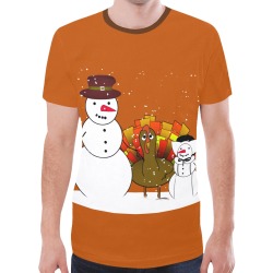 Pilgrim Snowmen Thanksgiving New All Over Print T-shirt for Men (Model T45)