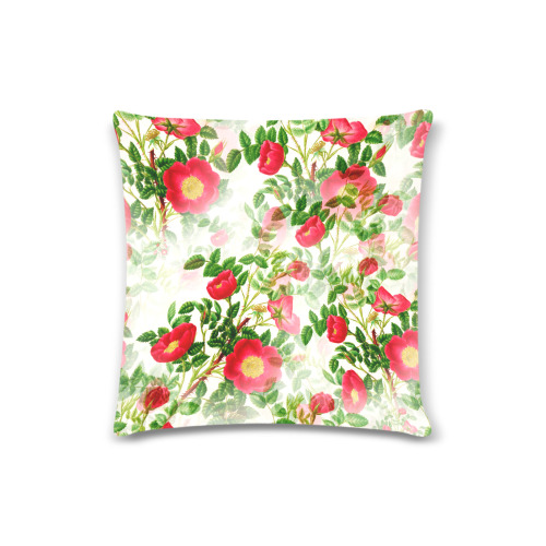 Vintage Red Floral Blossom Custom Zippered Pillow Case 16"x16" (one side)