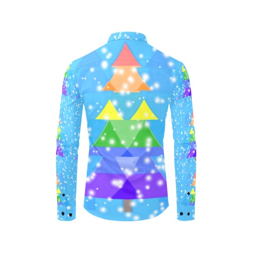 Rainbow Christmas by Nico Bielow Men's All Over Print Casual Dress Shirt (Model T61)