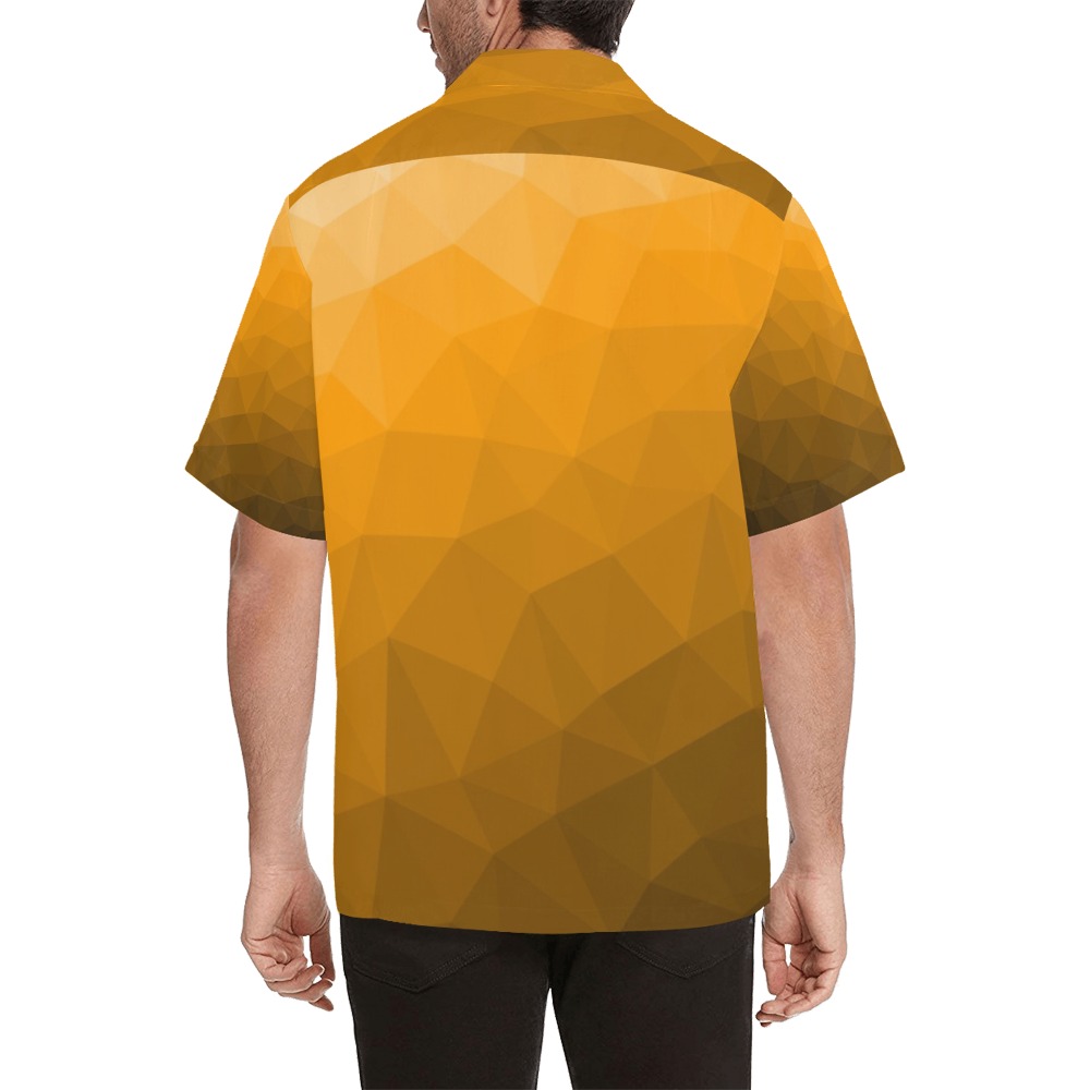 Orange gradient geometric mesh pattern Hawaiian Shirt (Model T58)