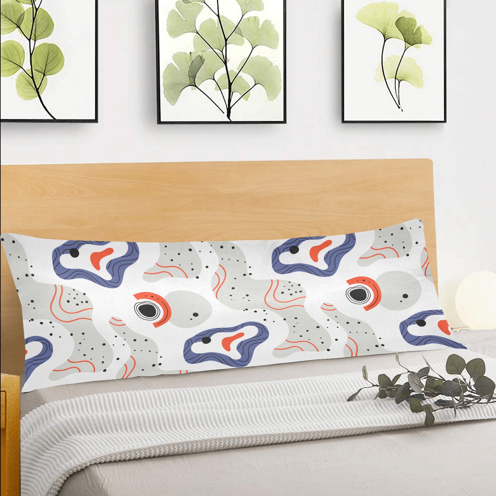Elegant Abstract Mid Century Pattern Body Pillow Case 20" x 54" (Two Sides)