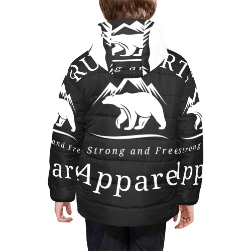 True North Apparel Kid's Designer Padded Jacket (Black) Kids' Padded Hooded Jacket (Model H45)