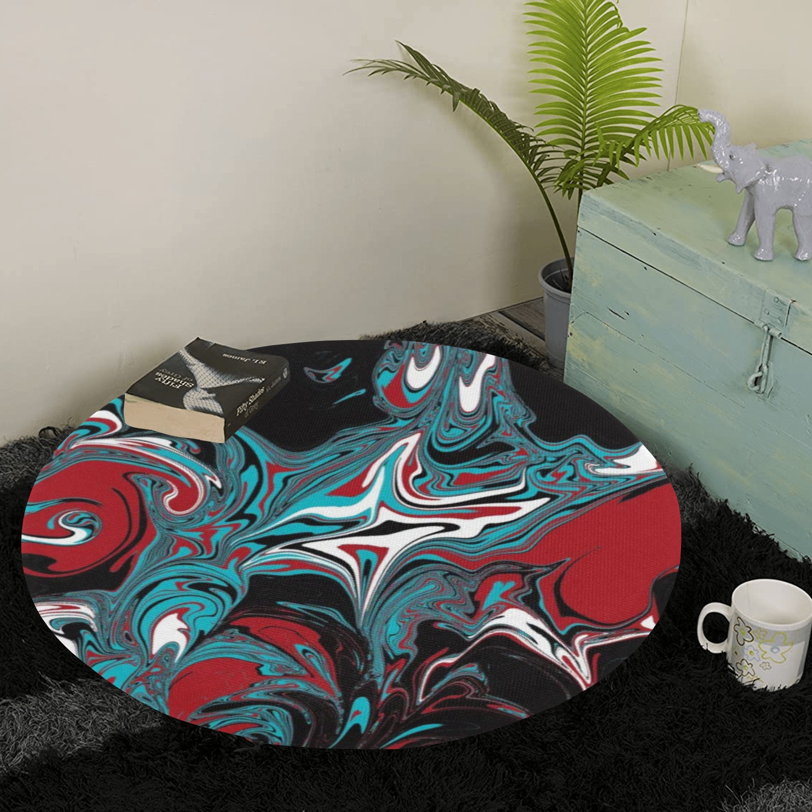 Dark Wave of Colors Round Seat Cushion