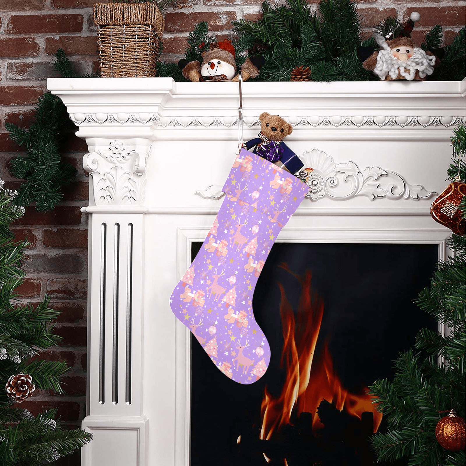 Pink and Purple and Gold Christmas Design Christmas Stocking