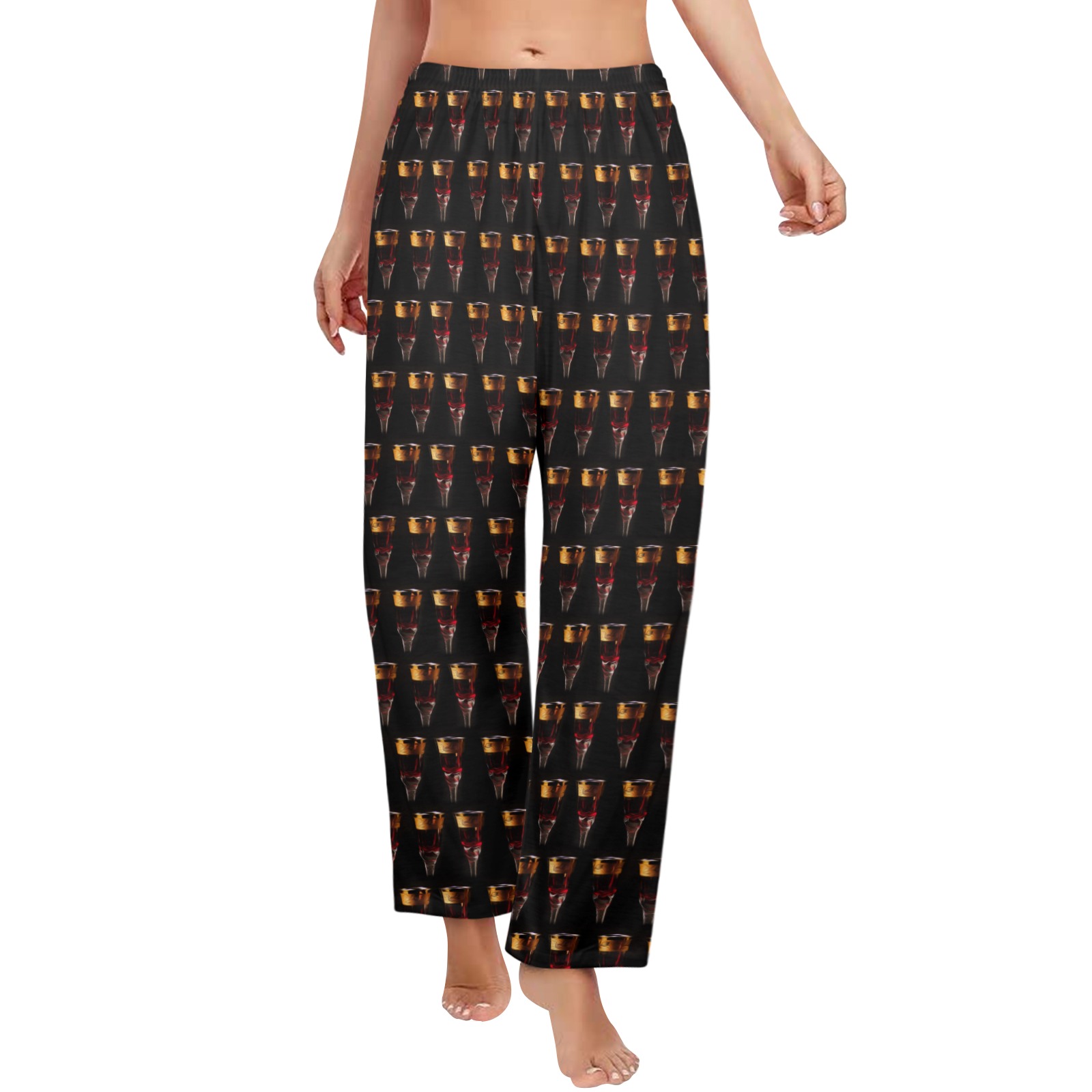 Gothic Wine Glasses Women's Pajama Trousers without Pockets