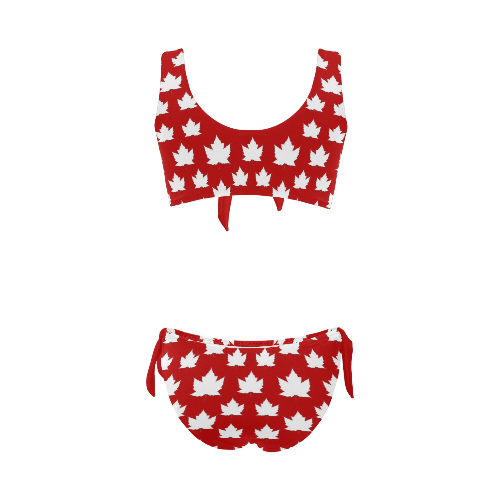 Cute Two Piece Canada Bathing Suits Bow Tie Front Bikini Swimsuit (Model S38)