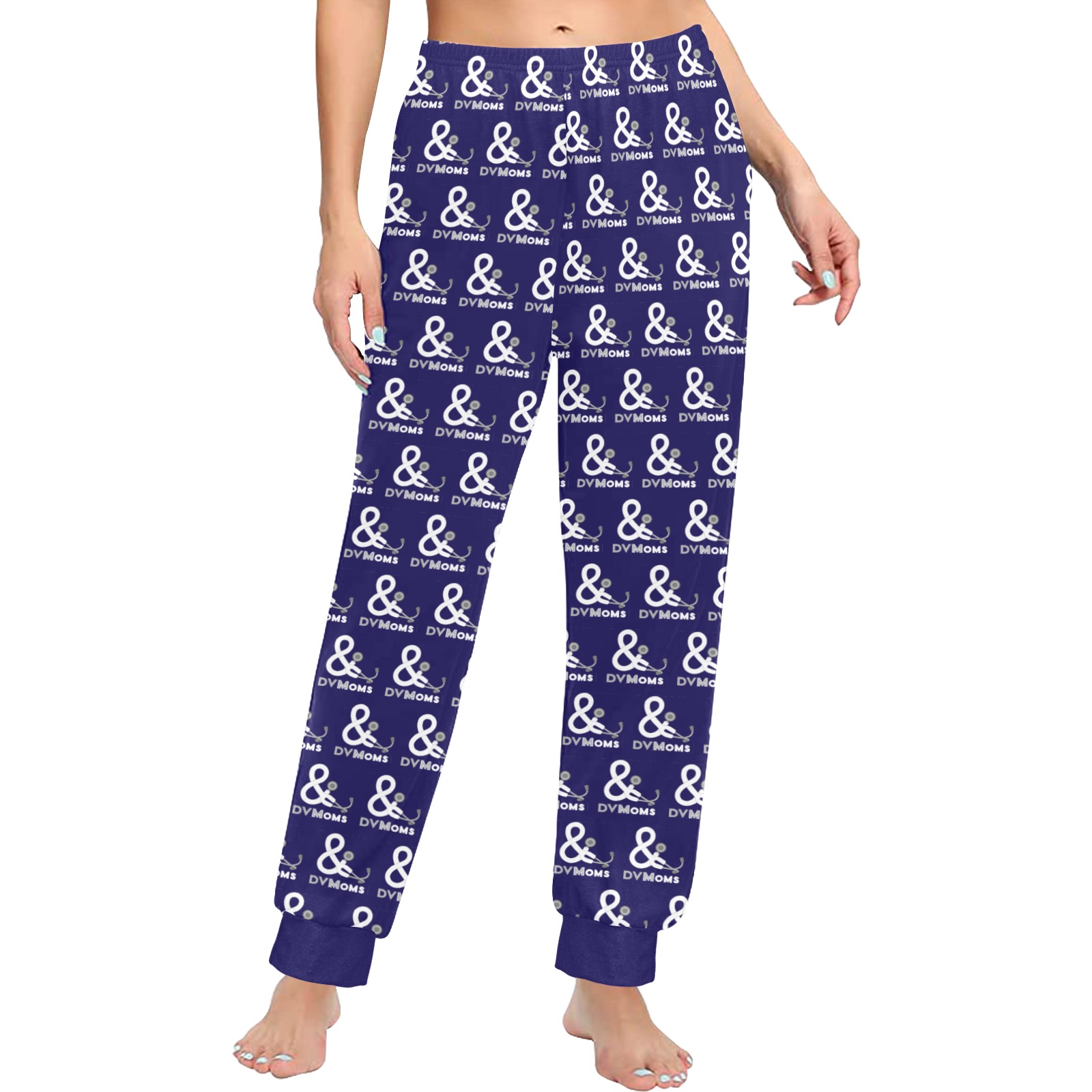 Navy pants all over logo Women's All Over Print Pajama Trousers
