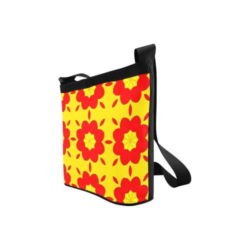 Red Flowers on Yellow Crossbody Bags (Model 1613)