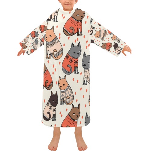 Cats cats Blanket Robe with Sleeves for Kids