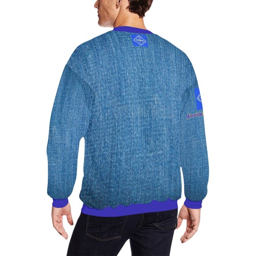 DIONIO Clothing - Denim Look Sweatshirt Men's Oversized Fleece Crew Sweatshirt (Model H18)