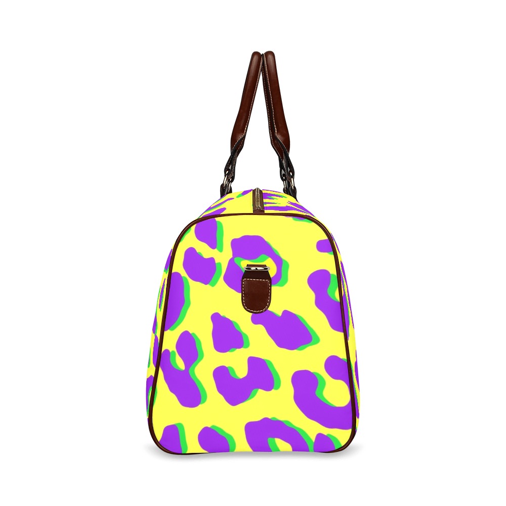 Leopard Print Purple Yellow Green Waterproof Travel Bag/Small (Model 1639)