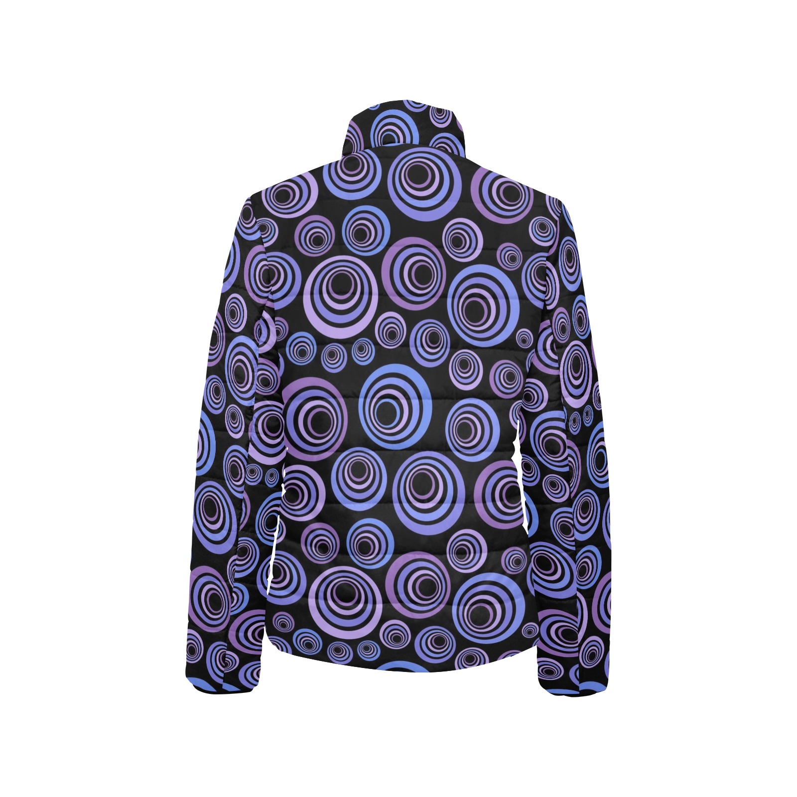 Retro Psychedelic Pretty Purple Pattern Women's Stand Collar Padded Jacket (Model H41)