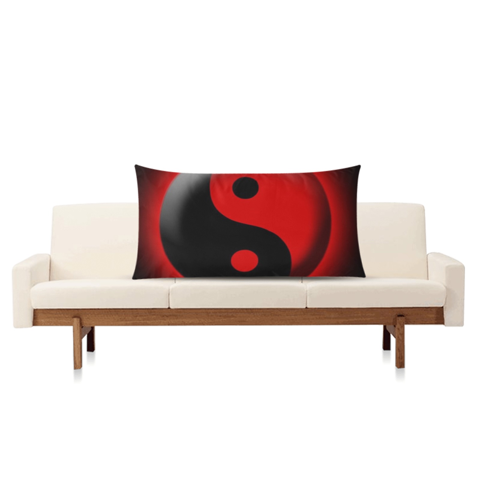 Red Black Ying Yang 2 Rectangle Pillow Case 20"x36"(Twin Sides)