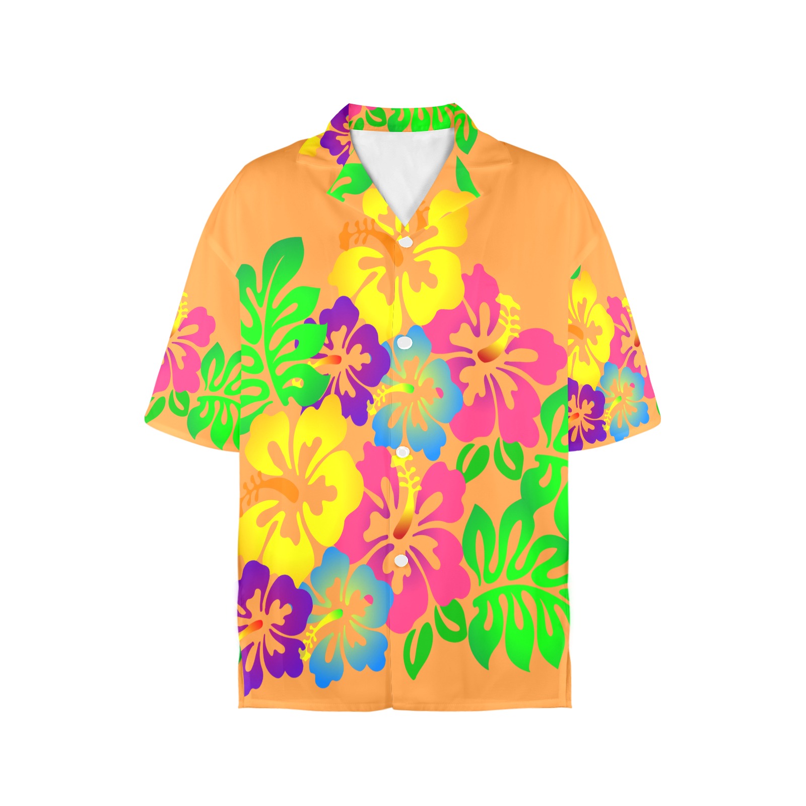 Hibiscus Hawaiian Flowers - Peach Women's All Over Print Hawaiian Shirt (T58-2)