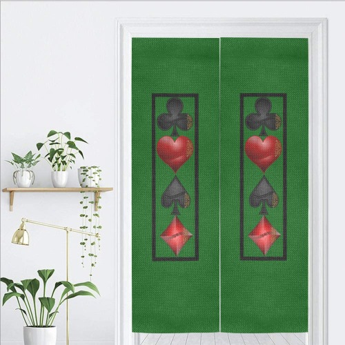 Las Vegas Playing Card Symbols / Green Door Curtain Tapestry
