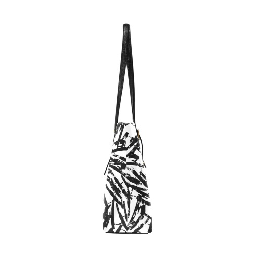 Brush Stroke Black and White Euramerican Tote Bag/Large (Model 1656)