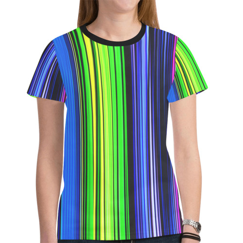 A Rainbow Of Stripes New All Over Print T-shirt for Women (Model T45)