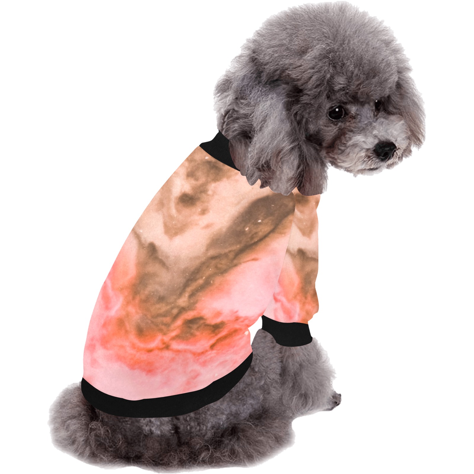Pink marbled space 01 Pet Dog Round Neck Shirt