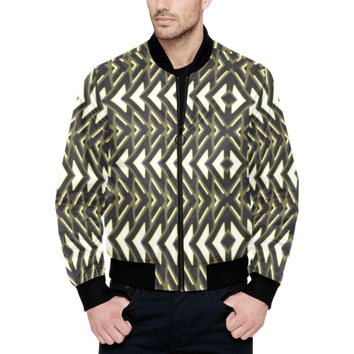 arrows psy black & white 2 All Over Print Quilted Bomber Jacket for Men (Model H33)