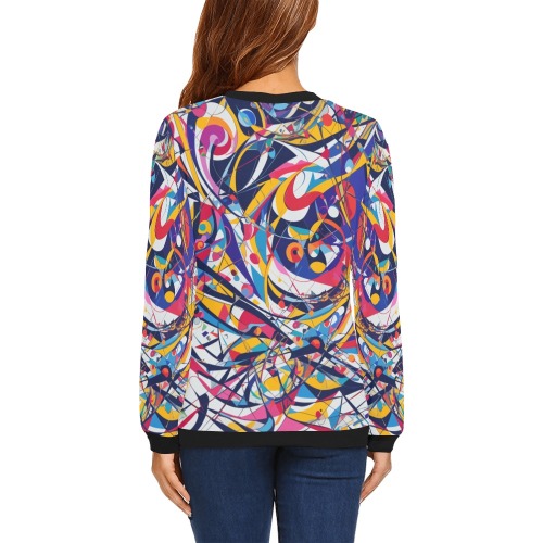 Stunning fantastic abstract art of colorful shapes All Over Print Crewneck Sweatshirt for Women (Model H18)