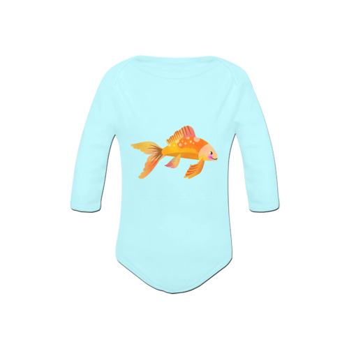 Fancy Aquarium Koi Gold Fish Cartoon Baby Powder Organic Long Sleeve One Piece (Model T27)