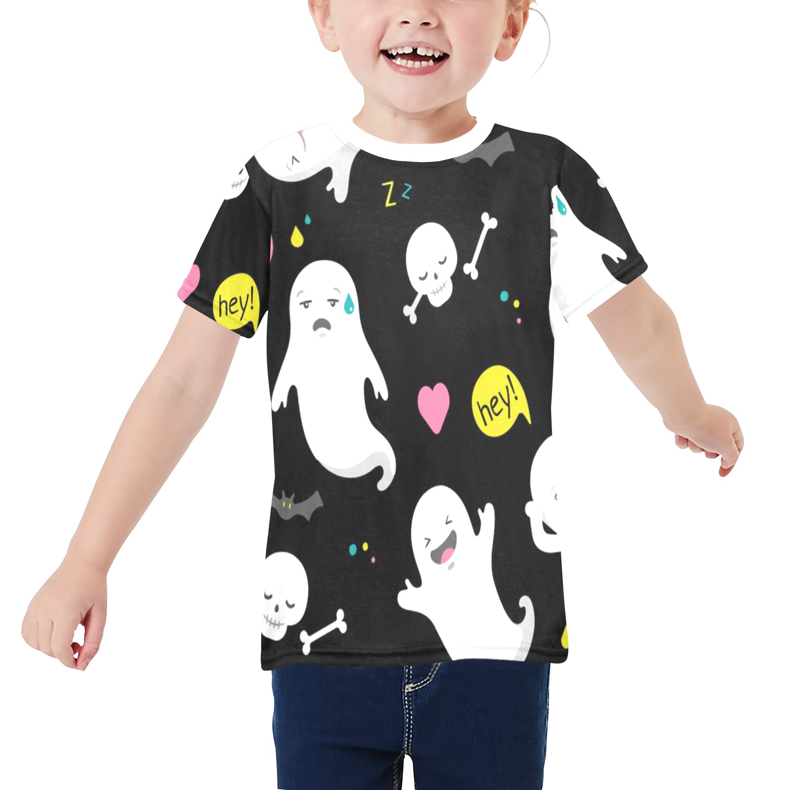 Kid Halloween Tee Shirt Little Girls' All Over Print Crew Neck T-Shirt (Model T40-2)
