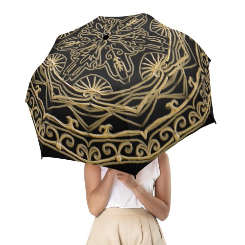 mandala 3D-9 gold Semi-Automatic Foldable Umbrella (Model U12)