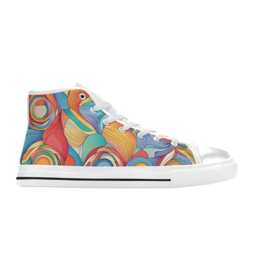 Abstract Flowers Men’s Classic High Top Canvas Shoes (Model 017)