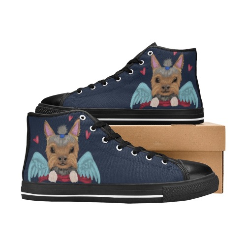 Yorkshire Terrier with angel wings Women's Classic High Top Canvas Shoes (Model 017)
