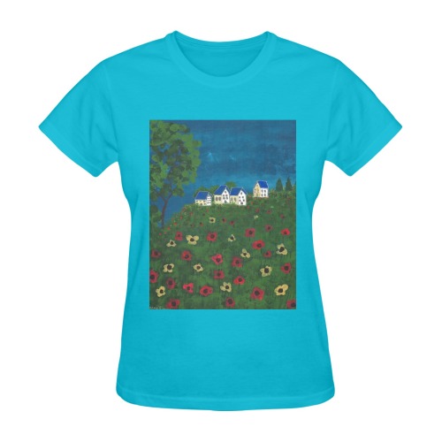The Field of Poppies Sunny Women's T-shirt (Model T05)