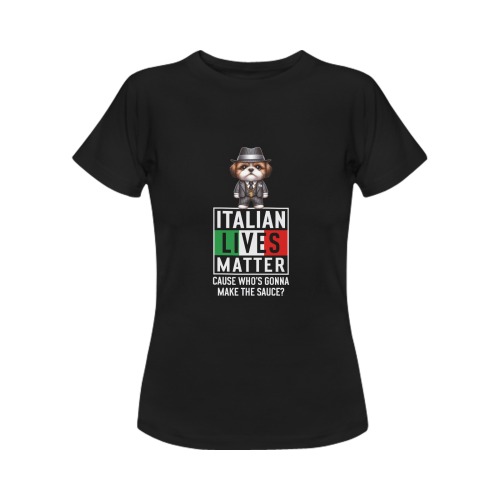 Mobster Lhasa Apso Italian Lives Matter Women's T-Shirt in USA Size (Front Printing Only)