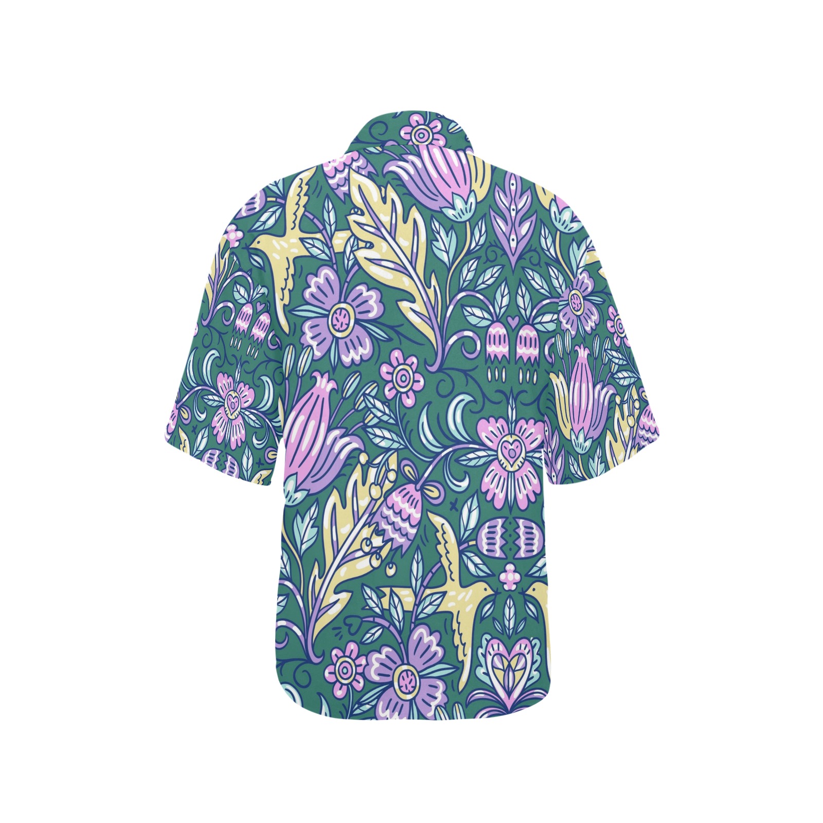 Vintage Tropical Floral All Over Print Hawaiian Shirt for Women (Model T58)