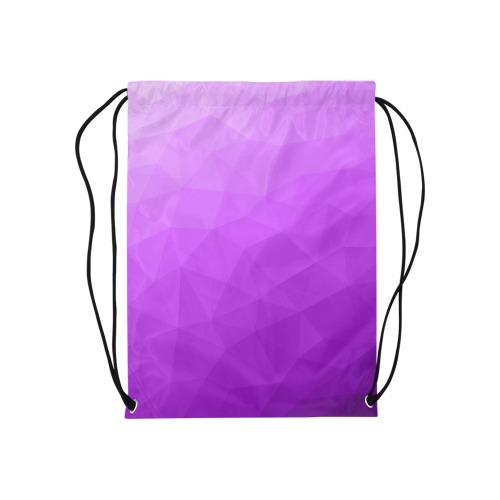 Purple gradient geometric mesh pattern Medium Drawstring Bag Model 1604 (Twin Sides) 13.8"(W) * 18.1"(H)