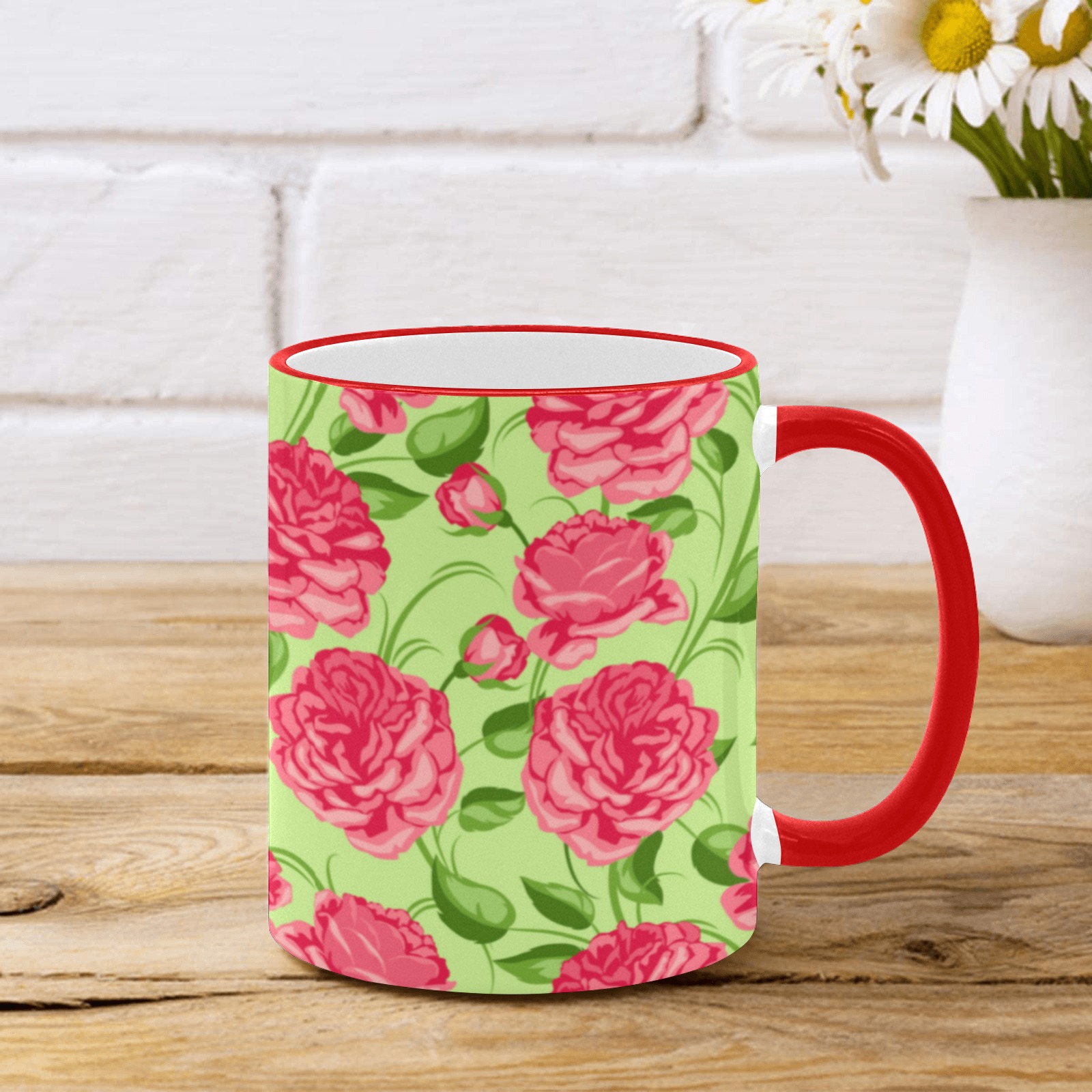 Tea Roses Custom Edge Color Mug (11oz)