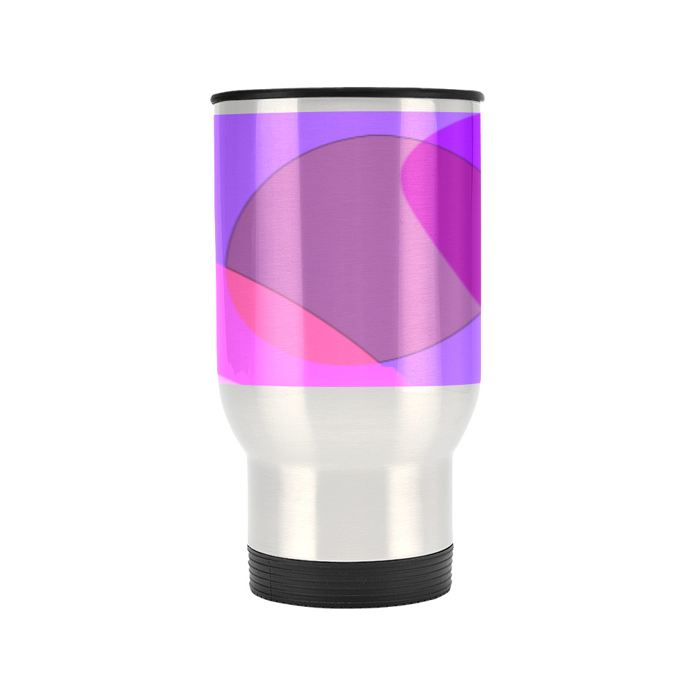 Purple Retro Groovy Abstract 409 Travel Mug (Silver) (14 Oz)