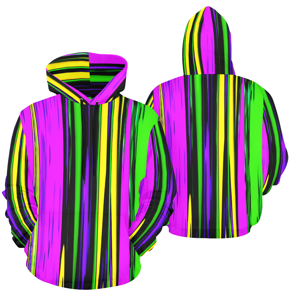 Mardi Gras Stripes All Over Print Hoodie for Women (USA Size) (Model H13)
