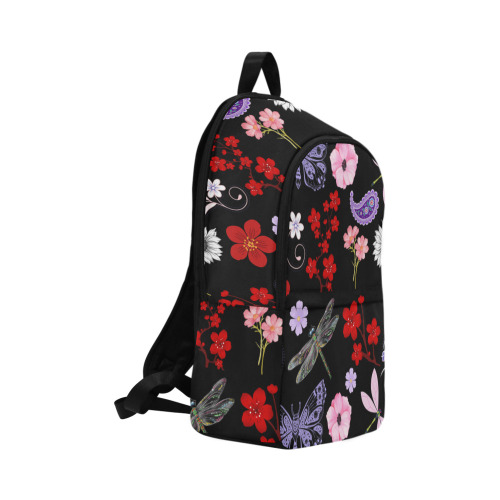 Black, Red, Pink, Purple, Dragonflies, Butterfly and Flowers Design Fabric Backpack for Adult (Model 1659)