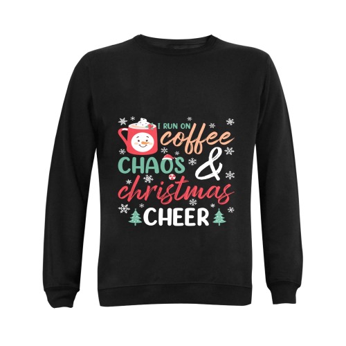 I Run On Coffee Chaos & Christmas Cheer (BL) Gildan Crewneck Sweatshirt(NEW) (Model H01)