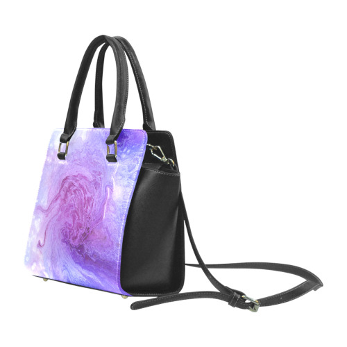 Purple Pour Purse Rivet Shoulder Handbag (Model 1645)